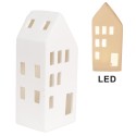 Clayre & Eef Decorative House with LED 7x6x15 cm White Porcelain