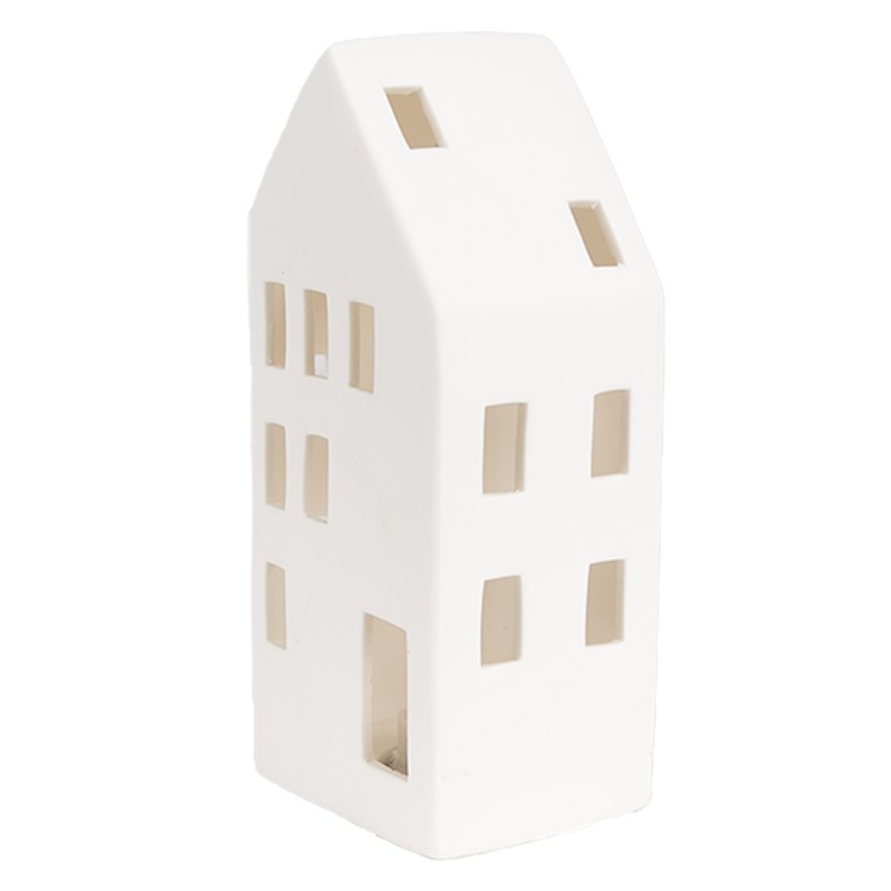 Clayre & Eef Decorative House with LED 7x6x15 cm White Porcelain