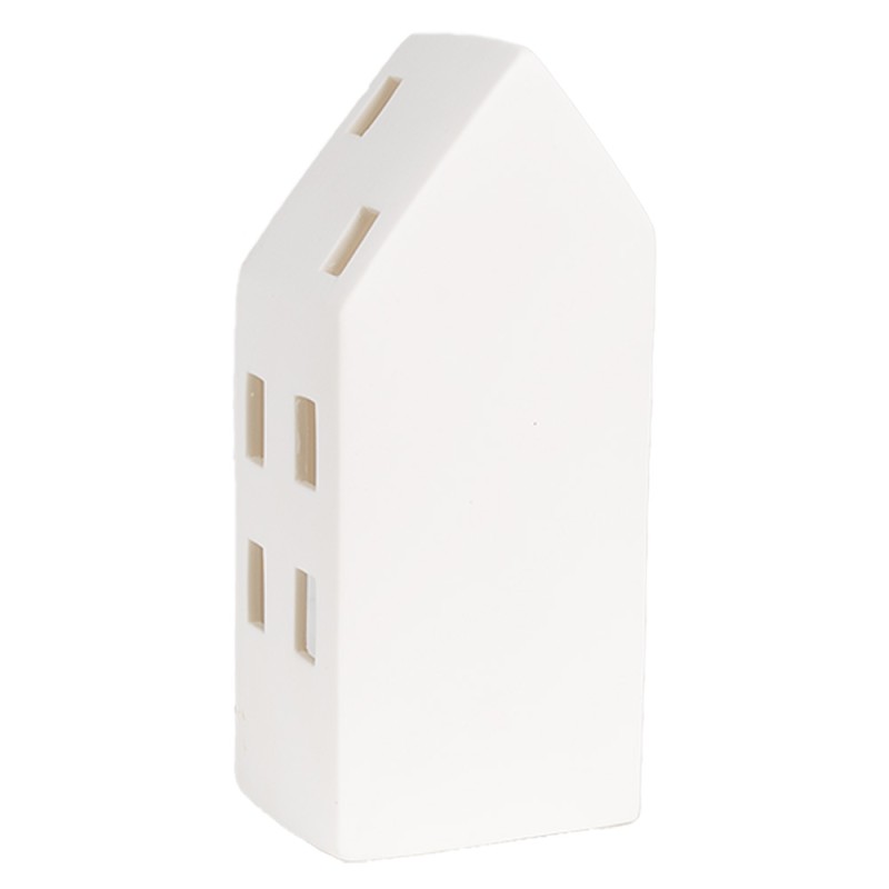 Clayre & Eef Decorative House with LED 7x6x15 cm White Porcelain