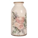 Clayre & Eef Vase Ø 8x16 cm Beige Ceramic Flowers
