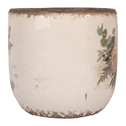 Clayre & Eef Blumentopf Ø 14x13 cm Beige Keramik Blumen