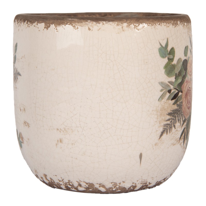 Clayre & Eef Blumentopf Ø 14x13 cm Beige Keramik Blumen