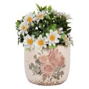 Clayre & Eef Bloempot Ø 11x10 cm Beige Keramiek Bloemen