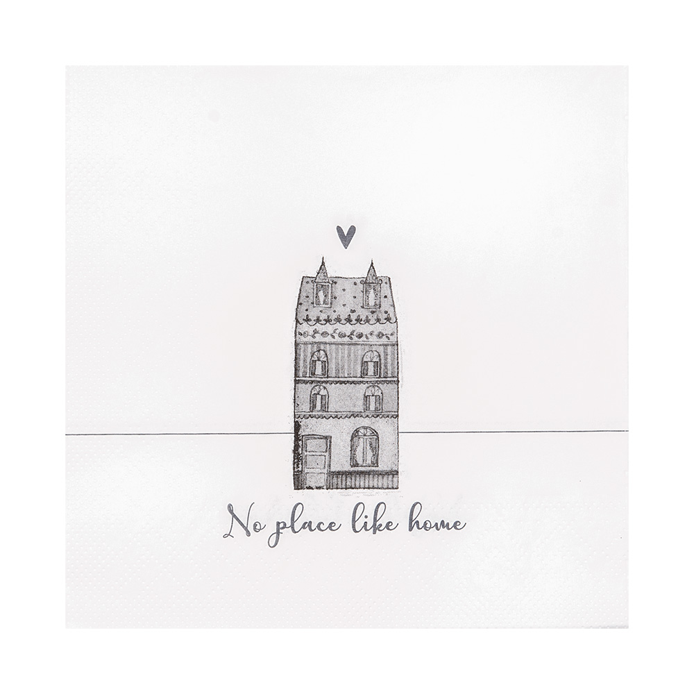 Clayre&Eef Servetten Papier Set van 20 33x33 cm Wit Papier Huizen afbeelding