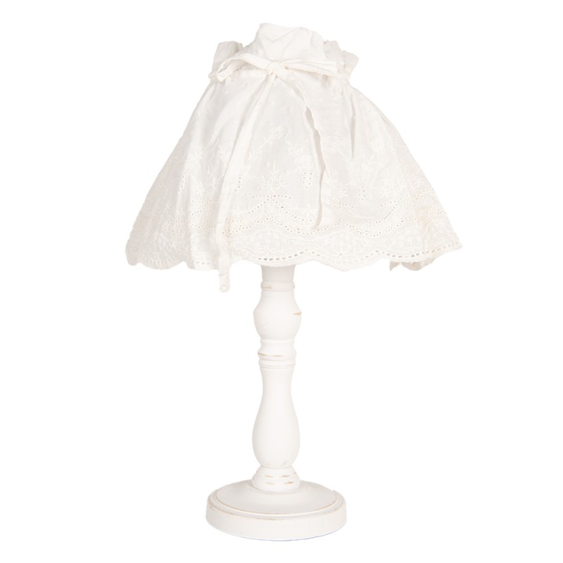 Clayre & Eef Lampada da tavolo Ø 23x40 cm Bianco Legno