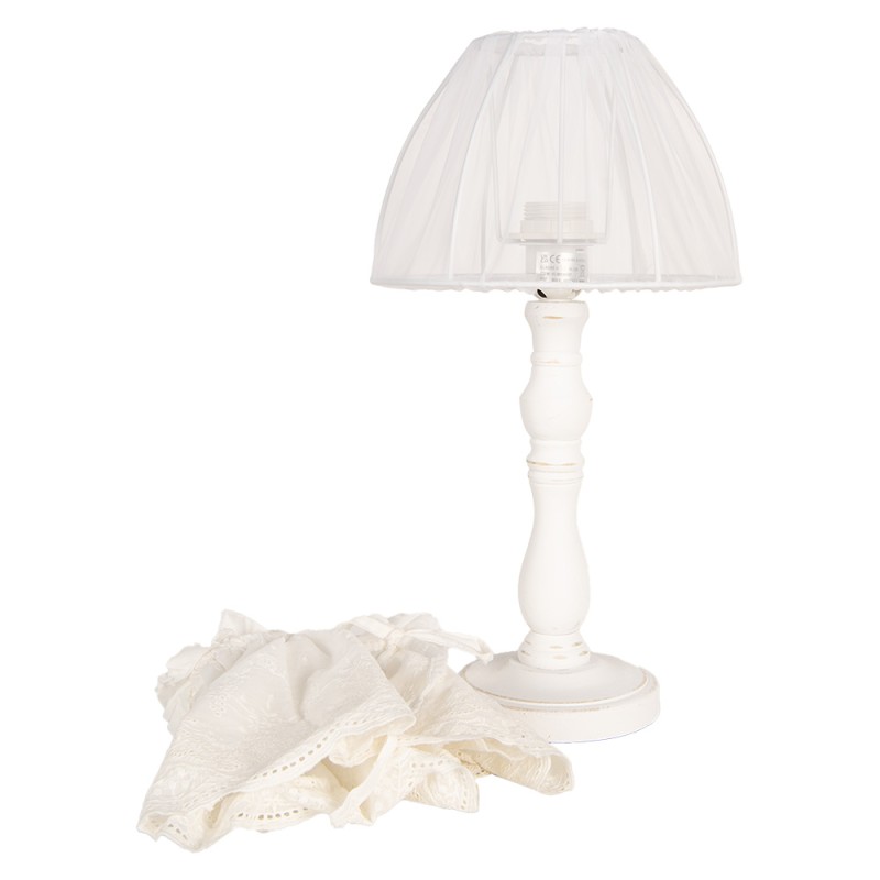 Clayre & Eef Lampada da tavolo Ø 23x40 cm Bianco Legno