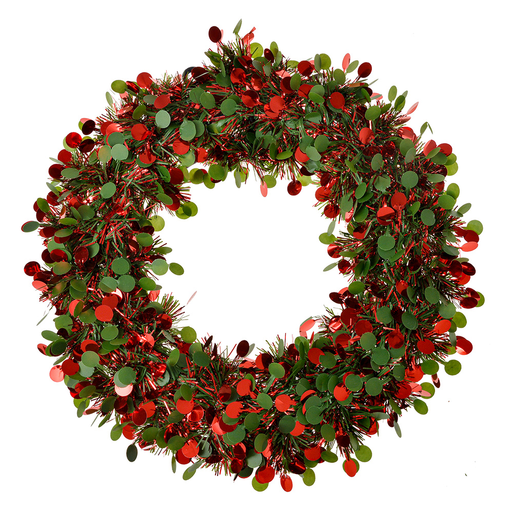 Clayre & Eef Kerstkrans Ø 30 cm Rood Kunststof afbeelding