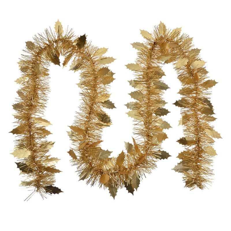 Clayre & Eef Weihnachtsgirlande 200 cm Goldfarbig Kunststoff
