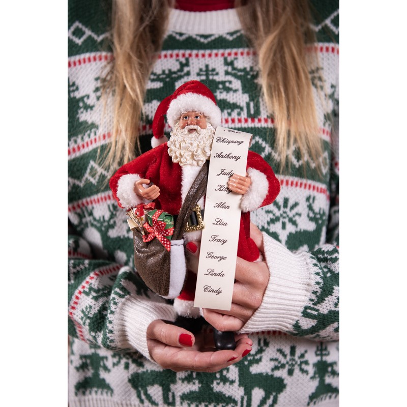 Clayre & Eef Weihnachtsdekorationsfigur Weihnachtsmann 27 cm Rot Kunststoff