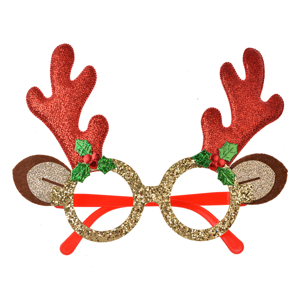 Clayre & Eef Kerstbril 19x3x15 cm Rood Goudkleurig Kunststof afbeelding 1
