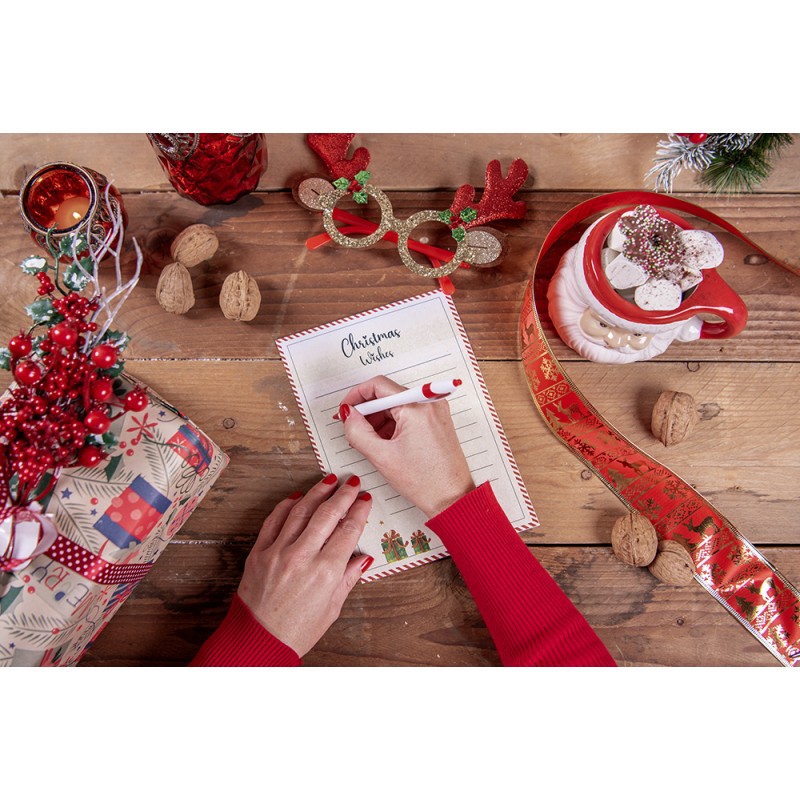 Clayre & Eef Kerstbril 19x3x15 cm Rood Goudkleurig Kunststof