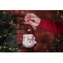 Clayre & Eef Kersthanger Kerstman 9x8x11 cm Wit Rood Glas