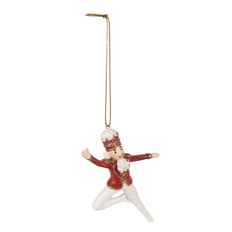 Clayre & Eef Ornement de Noël Casse-noisette 11 cm Rouge Blanc Polyrésine