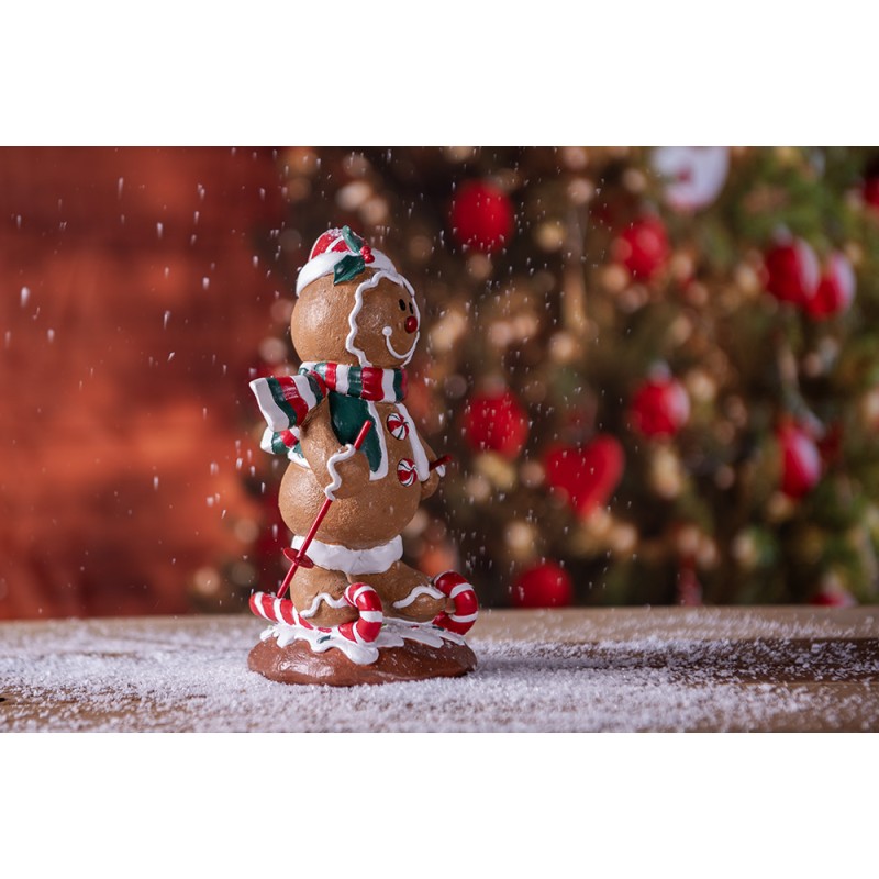 Clayre & Eef Figure de Noël Bonhomme en pain d‘épice 12x11x21 cm Marron Plastique