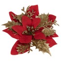 Clayre & Eef Piante artificiale Stella di Natale Ø 14x5 cm Rosso Color oro Plastica