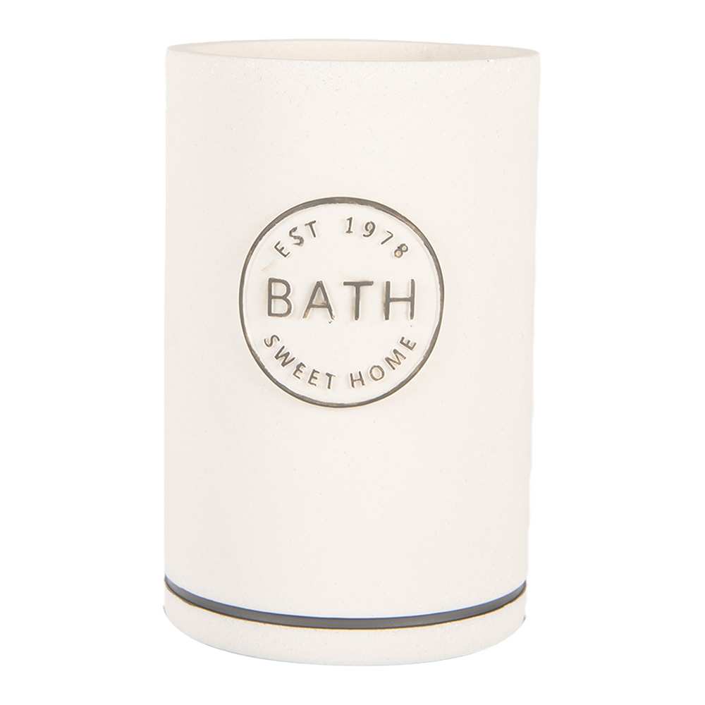 Clayre&Eef TandenborstelhouderØ 8x13 cm Wit Kunststof afbeelding