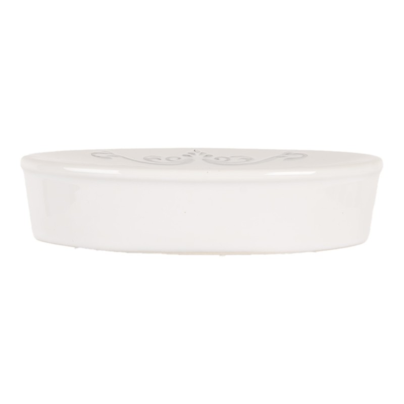 Clayre & Eef Porte-savon 13x9x3 cm Blanc Céramique