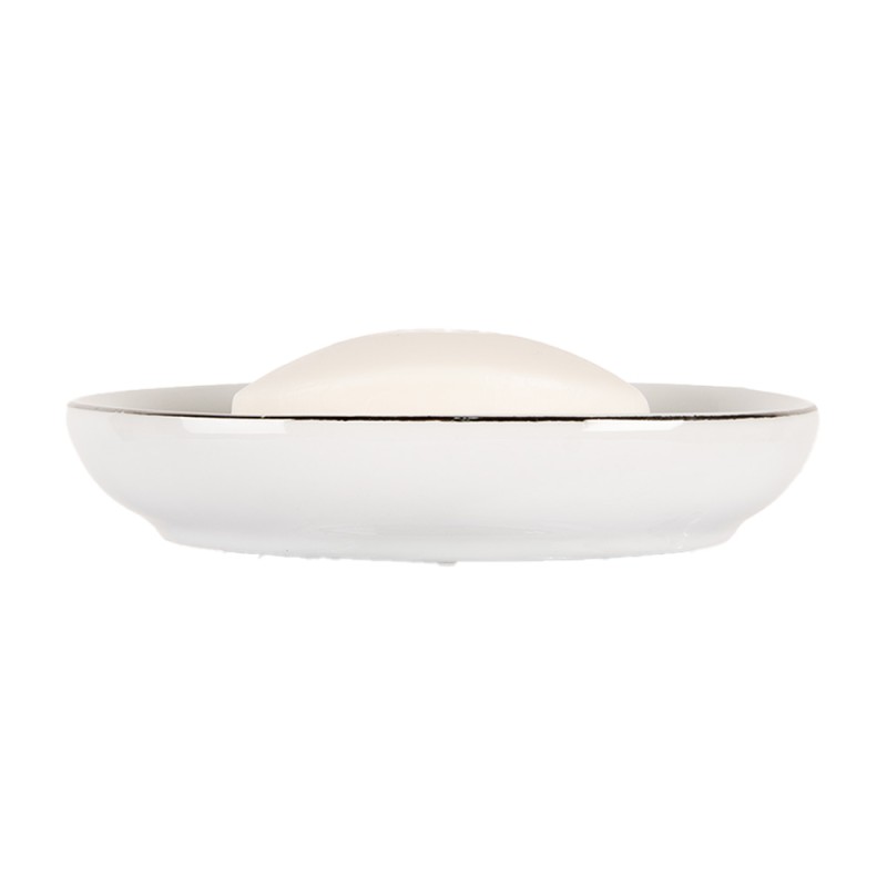 Clayre & Eef Seifenschale 14x11x3 cm Weiß Keramik
