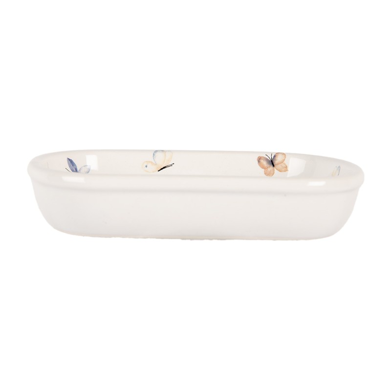 Clayre & Eef Porte-savon 13x10x3 cm Blanc Céramique Papillons
