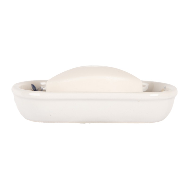 Clayre & Eef Porte-savon 13x10x3 cm Blanc Céramique Papillons