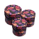 Clayre & Eef Aufbewahrungsbox 3er Set Ø 23x20 / Ø 20x17 / Ø 17x14 cm Orange Karton Rund Blumen