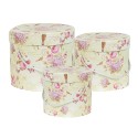 Clayre & Eef Opbergdoos Set van 3 23x20 / Ø 20x17 / Ø 17x14 cm Groen Karton Rond Bloemen