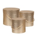 Clayre & Eef Storage Box Set of 3 Ø 18x17/15x15/13x12 cm Gold colored Paper Round