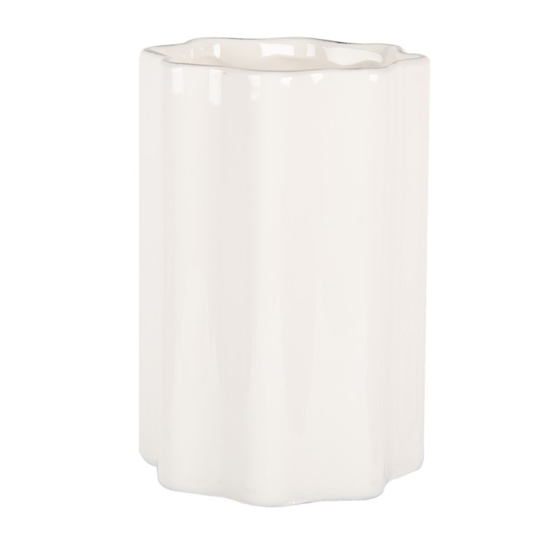 Clayre & Eef Toothbrush Holder Ø 7x11 cm White Ceramic