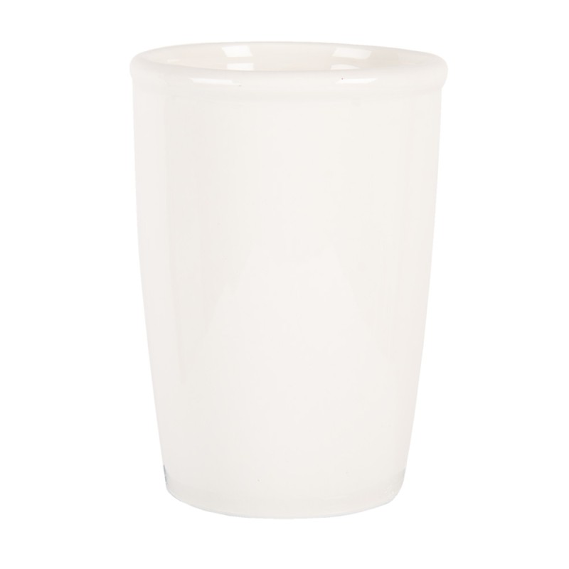Clayre & Eef Portaspazzolino Ø 8x12 cm Bianco Ceramica