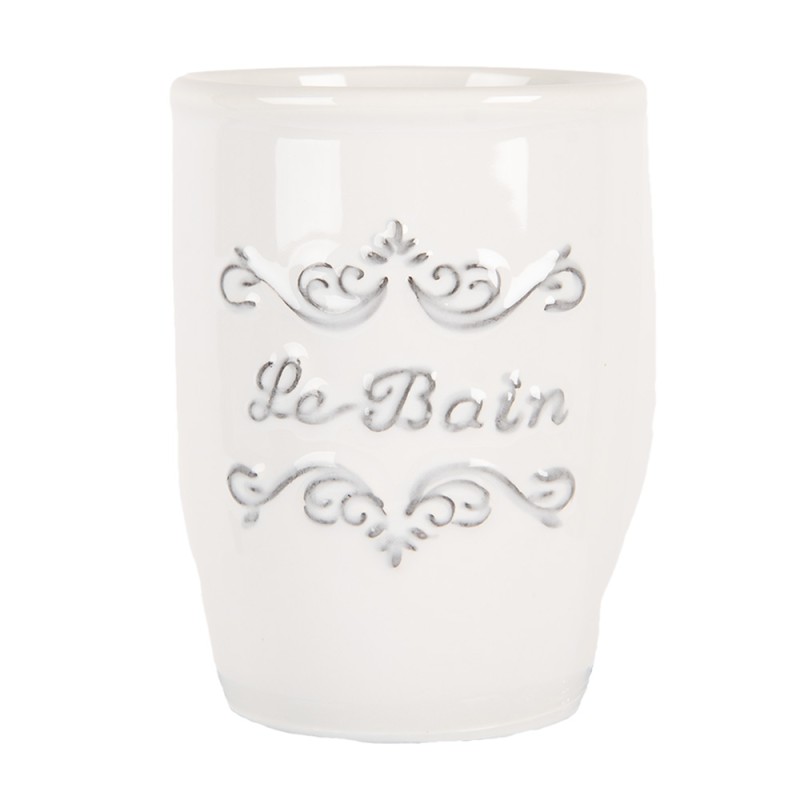 Clayre & Eef Toothbrush Holder Ø 8x10 cm White Ceramic
