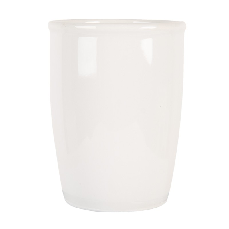 Clayre & Eef Toothbrush Holder Ø 8x10 cm White Ceramic