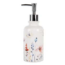 Clayre & Eef Seifenspender 350 ml Weiß Keramik Blumen