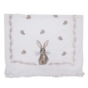 Clayre & Eef Serviette invité 40x66 cm Blanc Marron Coton Lapin