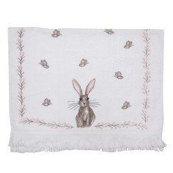 Clayre & Eef Serviette invité 40x66 cm Blanc Marron Coton Lapin