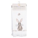 Clayre & Eef Serviette invité 40x66 cm Blanc Marron Coton Lapin
