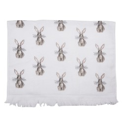 Clayre & Eef Asciugamano per ospiti 40x66 cm Bianco Marrone  Cotone Coniglio