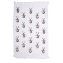 Clayre & Eef Asciugamano per ospiti 40x66 cm Bianco Marrone  Cotone Coniglio
