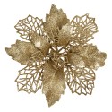Clayre & Eef Artificial Plant Poinsettia Ø 22x5 cm Gold colored Plastic