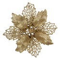 Clayre & Eef Artificial Plant Poinsettia Ø 22x5 cm Gold colored Plastic