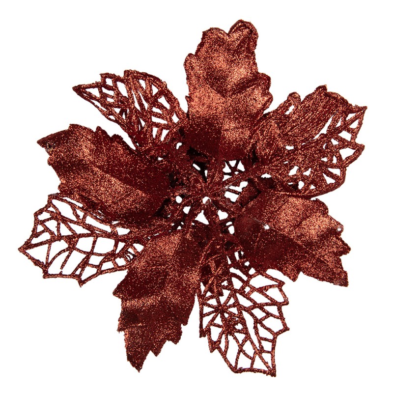 Clayre & Eef Artificial Plant Poinsettia Ø 22x5 cm Red Plastic