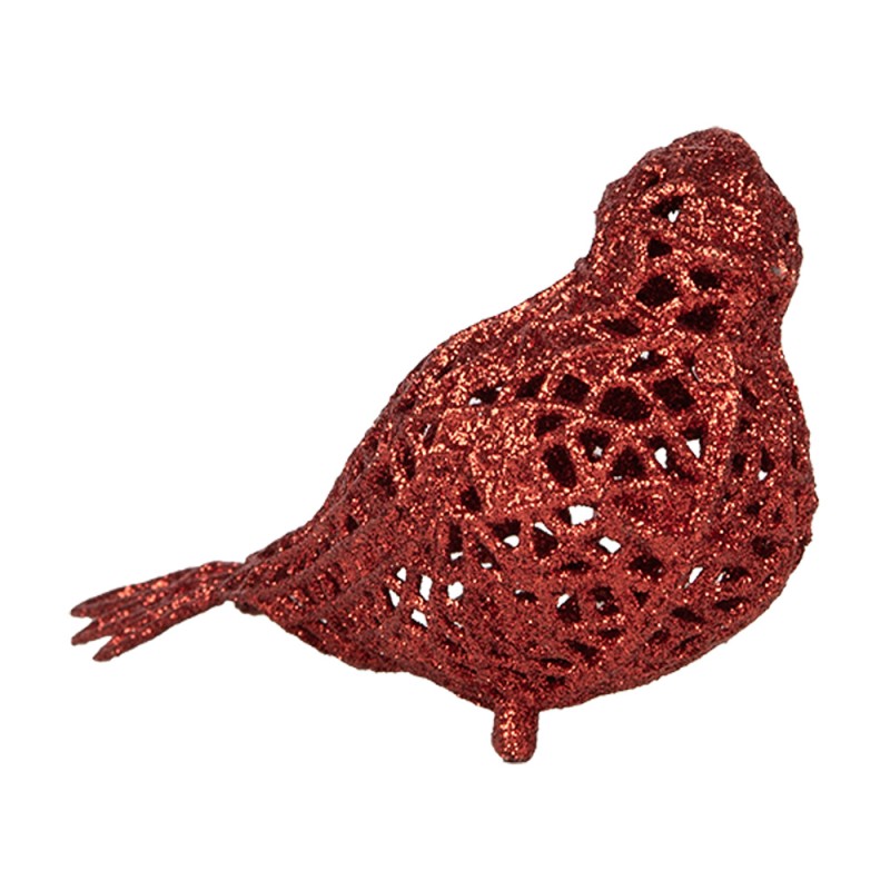 Clayre & Eef Ornamento Natalizio Uccello 16x6x6 cm Rosso Plastica