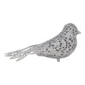 Clayre & Eef Ornamento Natalizio Uccello 16x6x6 cm Color argento Plastica