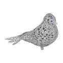 Clayre & Eef Ornamento Natalizio Uccello 16x6x6 cm Color argento Plastica