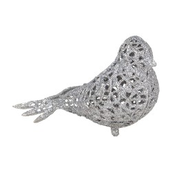 Clayre & Eef Ornamento Natalizio Uccello 16x6x6 cm Color argento Plastica