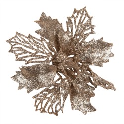 Clayre & Eef Artificial Plant Poinsettia Ø 14x4 cm Copper colored Plastic