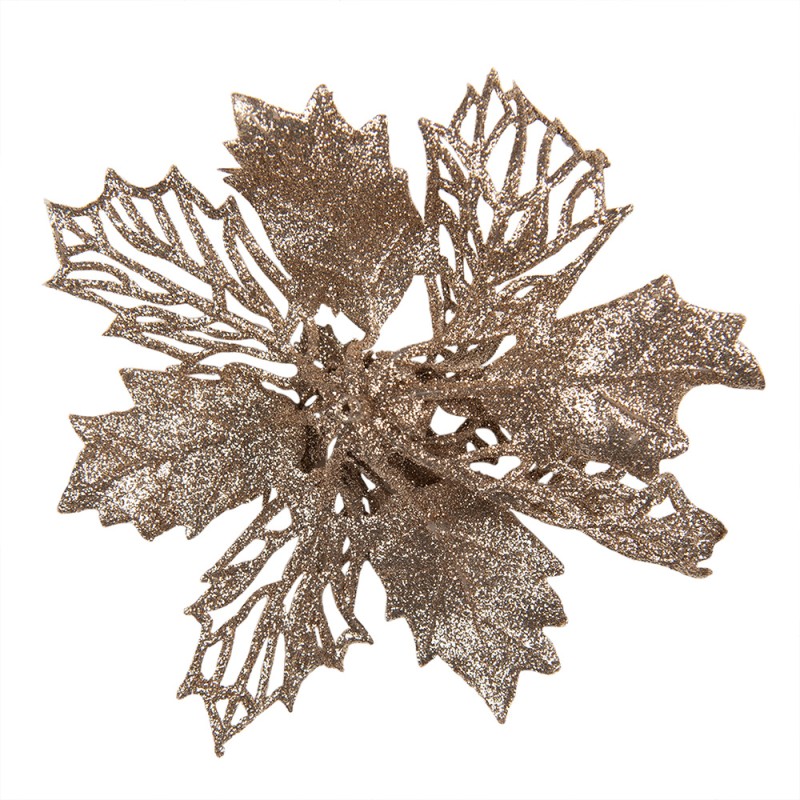 Clayre & Eef Artificial Plant Poinsettia Ø 14x4 cm Copper colored Plastic