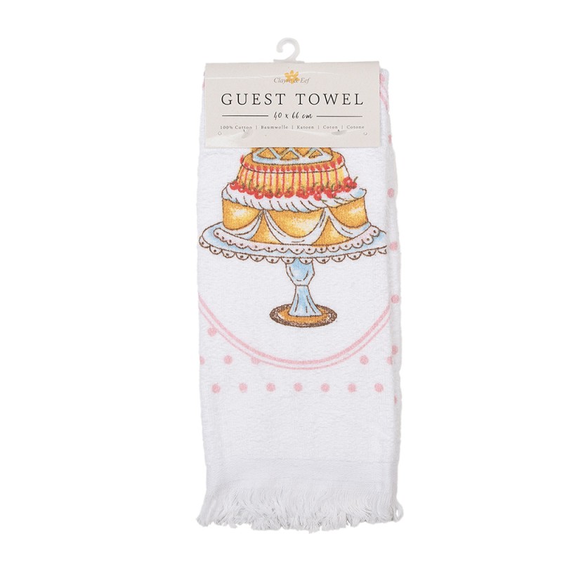 Clayre & Eef Serviette invité 40x66 cm Blanc Coton