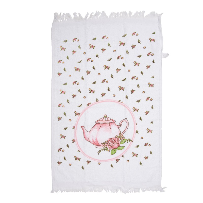 Clayre & Eef Guest Towel 40x66 cm White Cotton Roses