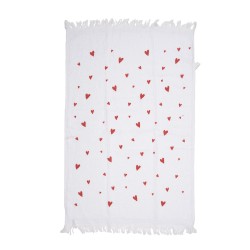 Clayre & Eef Asciugamano per ospiti 40x66 cm Bianco Rosso  Cotone Cuoricini