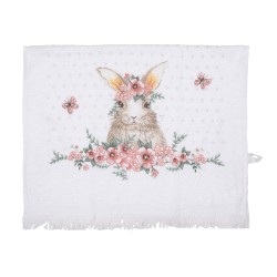 Clayre & Eef Serviette invité 40x66 cm Blanc Rose Coton Lapin